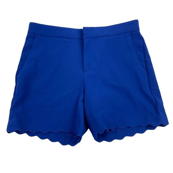Banana Republic Royal Blue Scalloped Hem Dress Shorts Size 0 Flat Front Stretch - Picture 1 of 6
